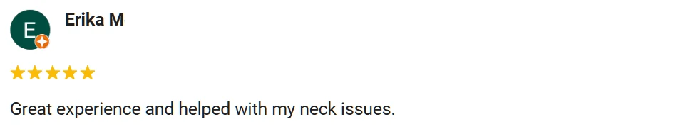 5-star Google review from Erika praising Plate Chiropractic.
